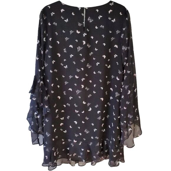 Max Studio Black Butterfly Ruffle Sleeve Flowy Mini Dress NWT Medium - Picture 4 of 15